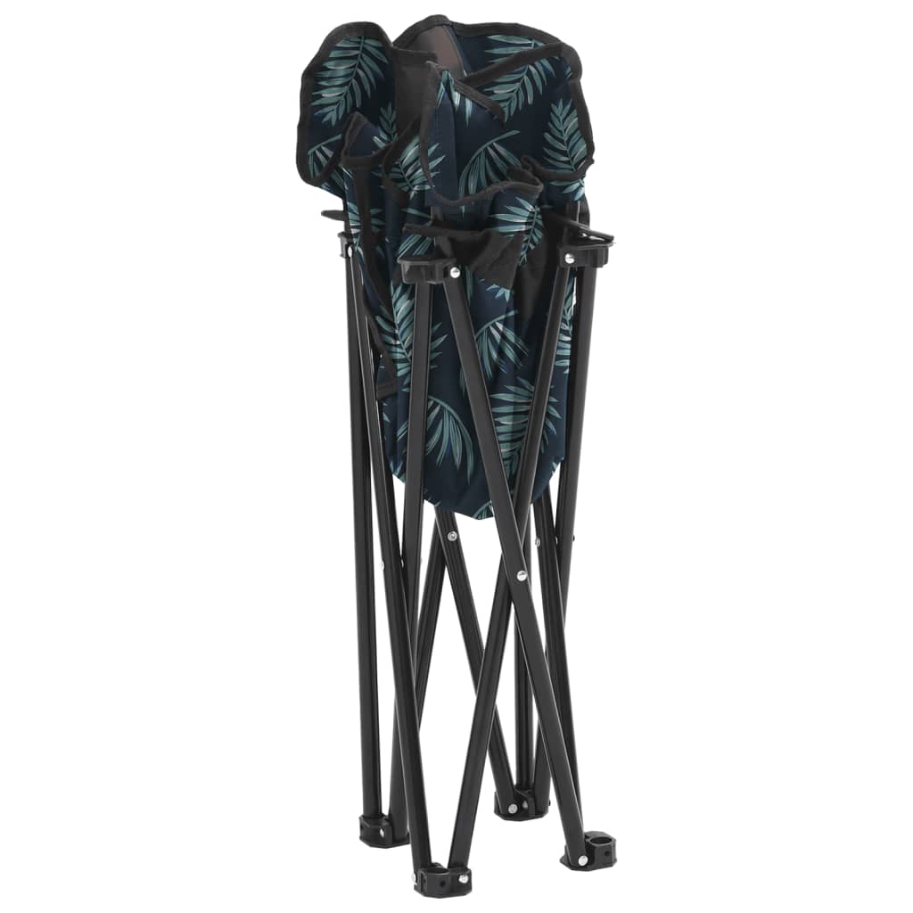 Foldable Camping Chairs with Leaf Print - 2 Pack, Pocket-Ready