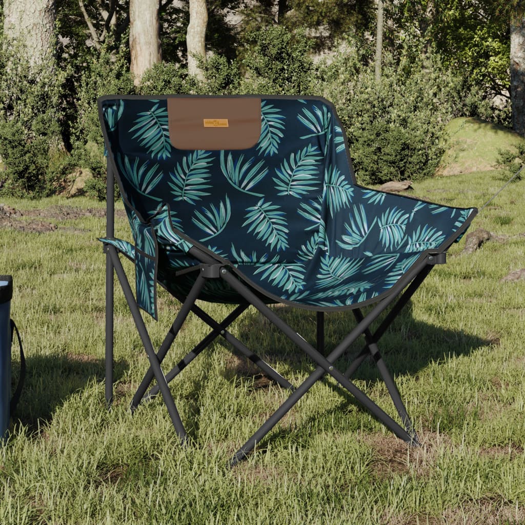 Foldable Camping Chairs with Leaf Print - 2 Pack, Pocket-Ready