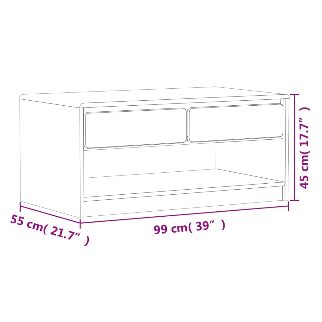 Coffee Table SAUDA Oak 99x55x45 cm Solid Wood Pine