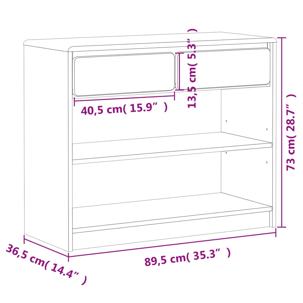 Solid Oak Console Table SAUDA - 89.5x36.5x73 cm Pine Wood