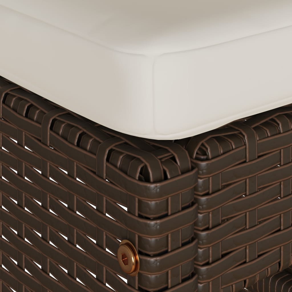 Brown Poly Rattan Garden Bar Stools with Cushions - Set of 2