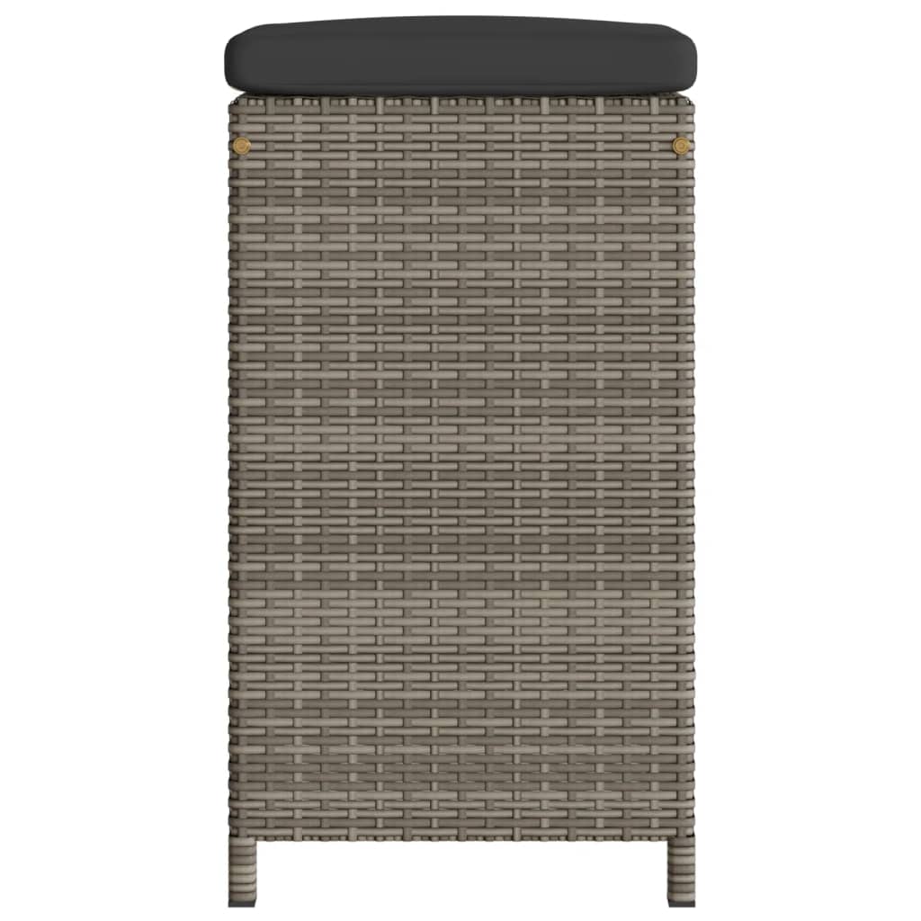Grey Poly Rattan Garden Bar Stools with Cushions - Set of 2