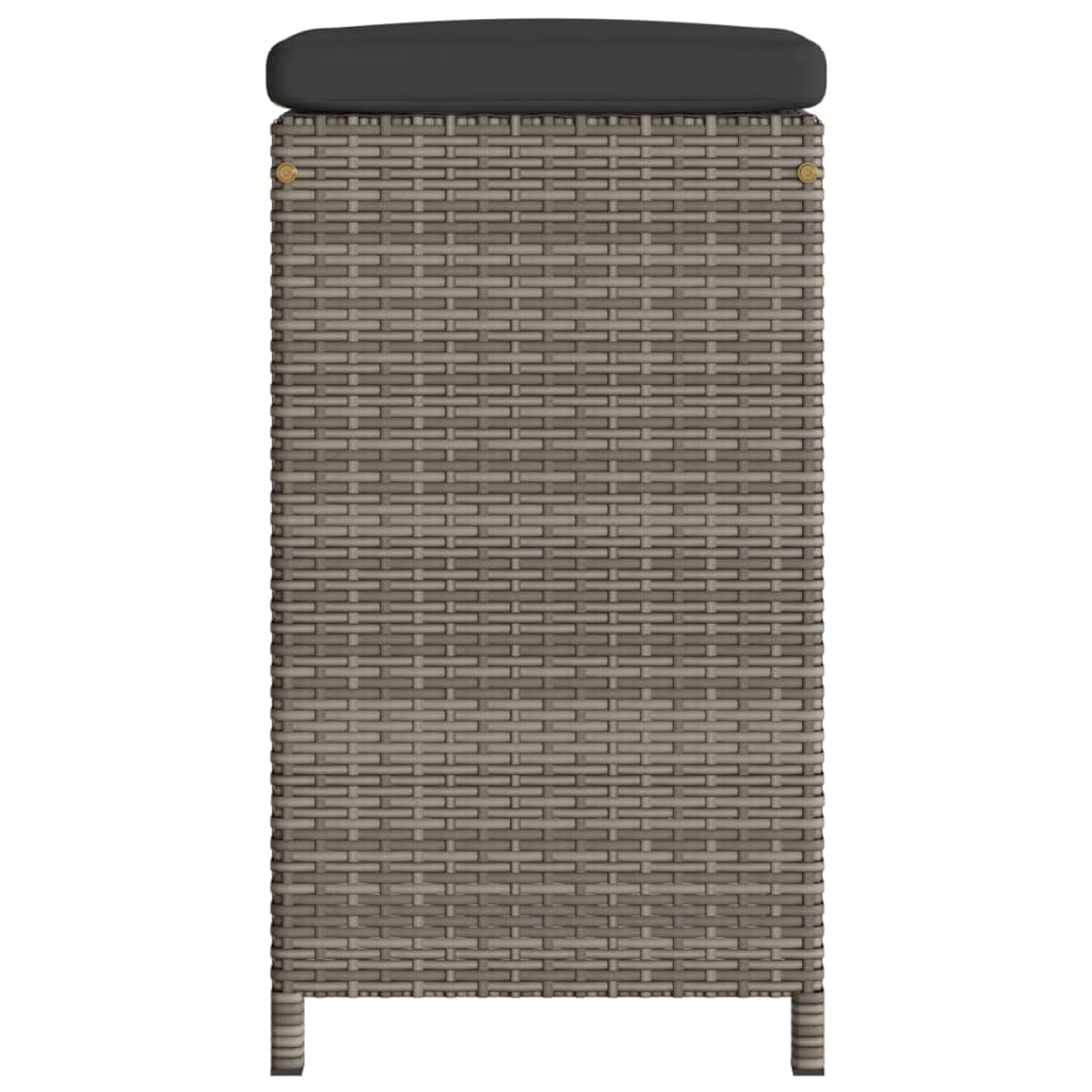 Garden Bar Stools with Cushions 6 pcs Grey Poly Rattan