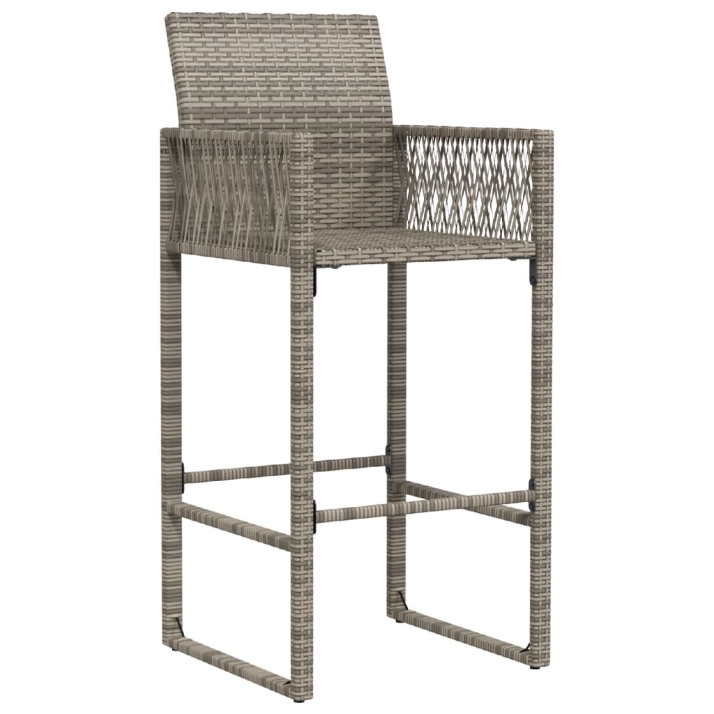 Set of 2 Grey Poly Rattan Garden Bar Stools - Stylish & Durable