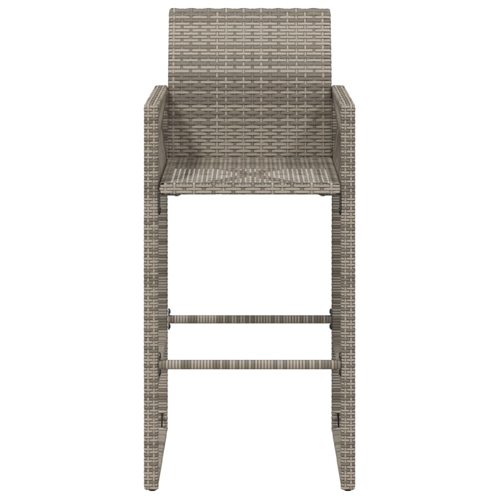 Set of 2 Grey Poly Rattan Garden Bar Stools - Stylish & Durable
