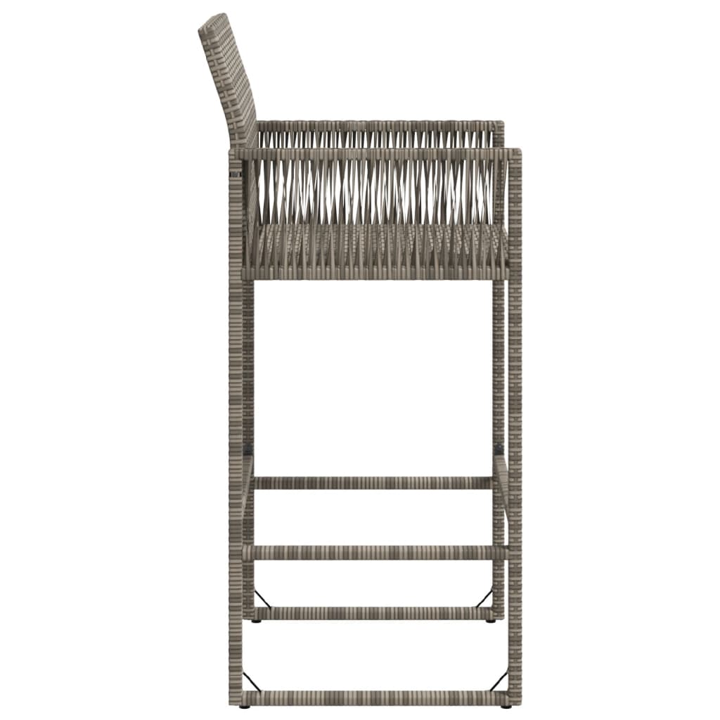 Set of 2 Grey Poly Rattan Garden Bar Stools - Stylish & Durable