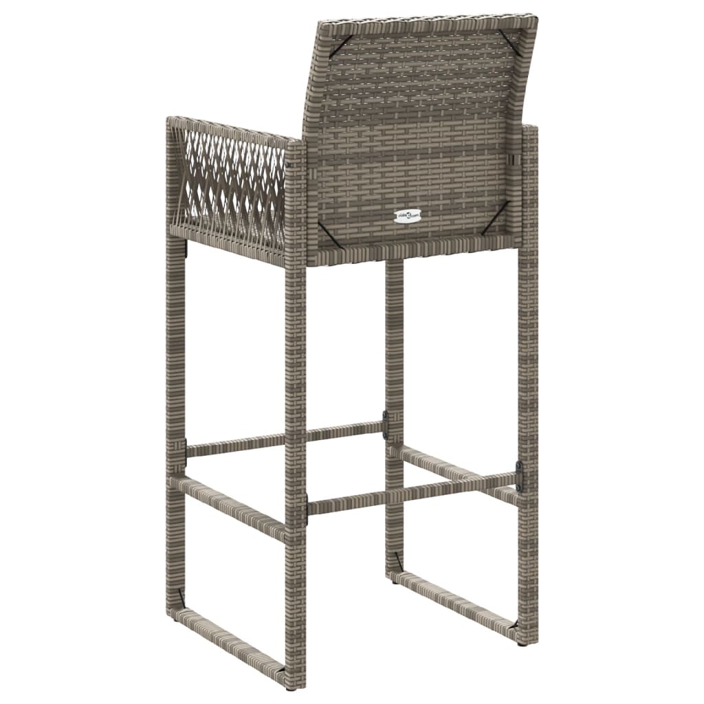 Set of 2 Grey Poly Rattan Garden Bar Stools - Stylish & Durable