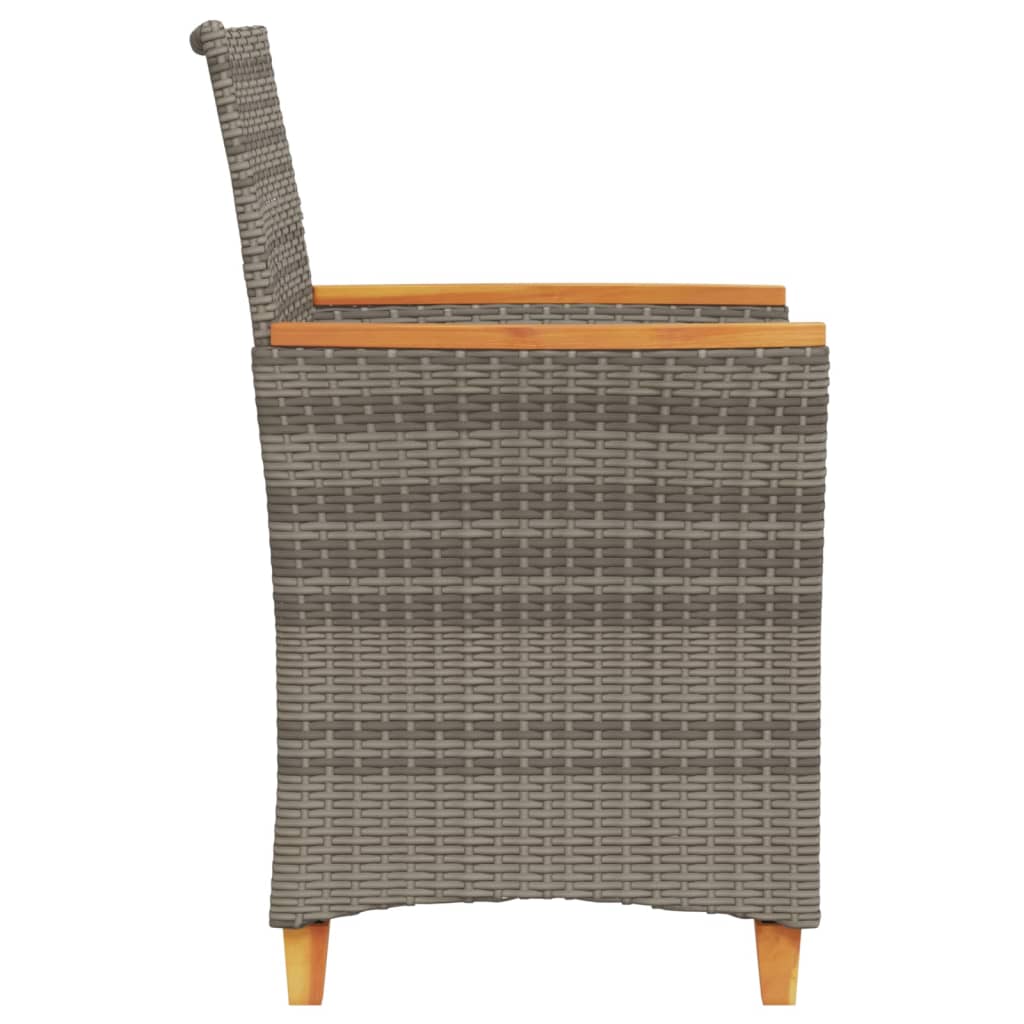 Elegant Grey Poly Rattan & Wood Garden Chairs with Cushions, 2 pcs