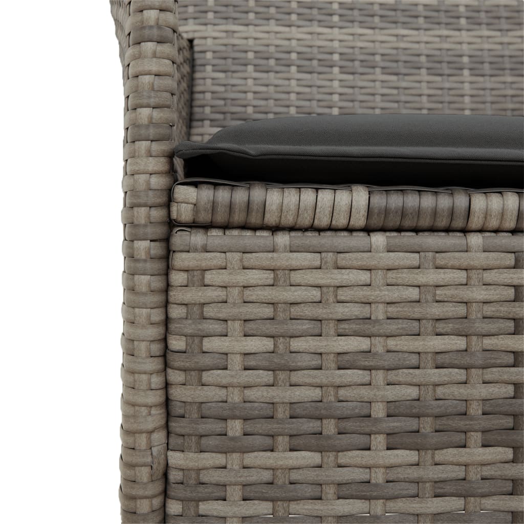 Elegant Grey Poly Rattan & Wood Garden Chairs with Cushions, 2 pcs