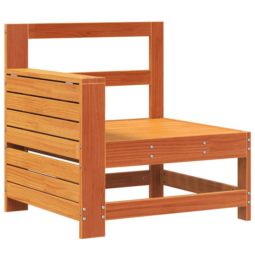 Garden Armrest Sofa Set, Wax Brown Pine Wood with Side Table