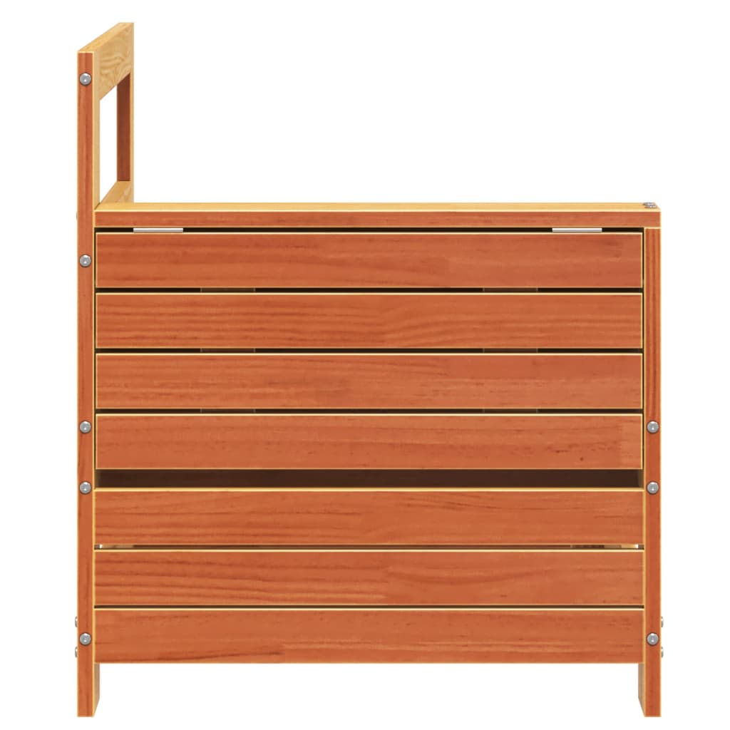 Garden Armrest Sofa Set, Wax Brown Pine Wood with Side Table