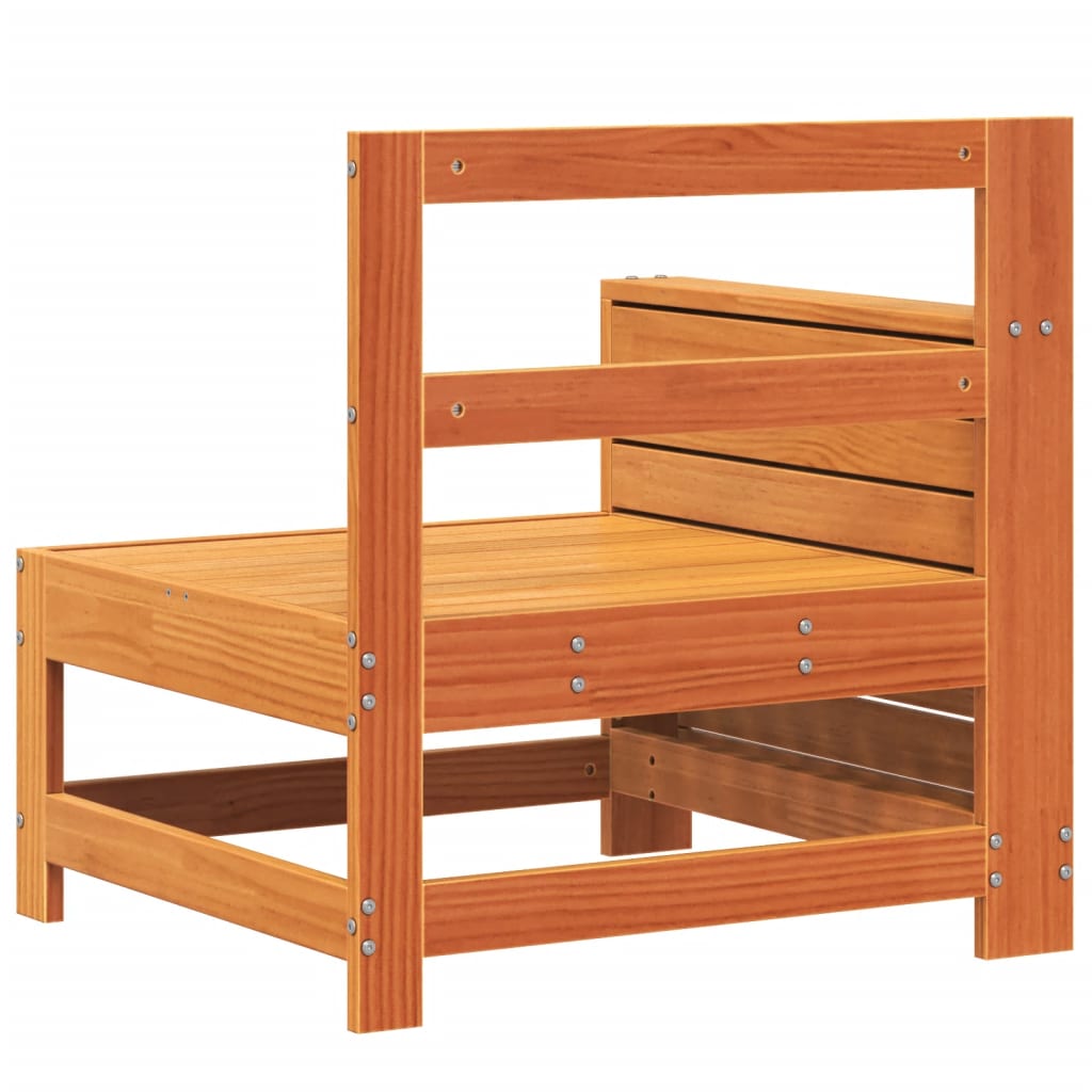 Garden Armrest Sofa Set, Wax Brown Pine Wood with Side Table