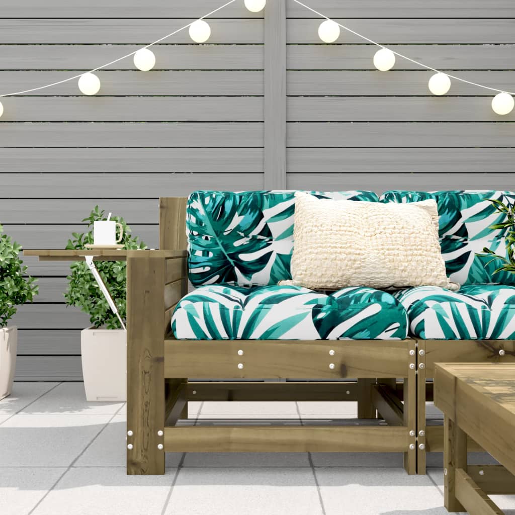 Pine Wood Garden Sofa Set with Armrest & Side Table