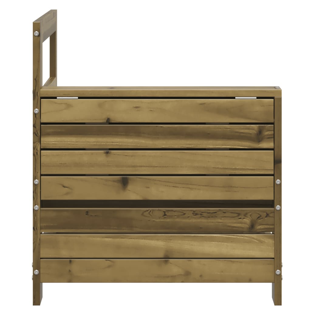 Pine Wood Garden Sofa Set with Armrest & Side Table