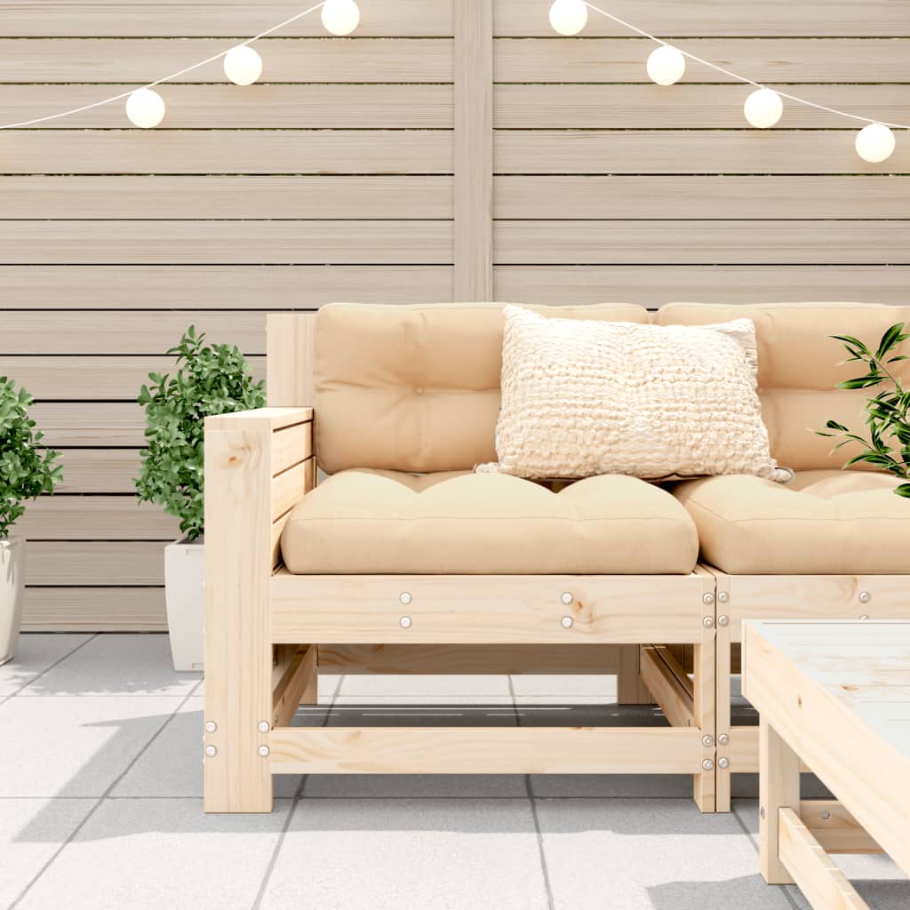 Solid Pine Garden Sofa with Armrest, 69x62x70.5 cm