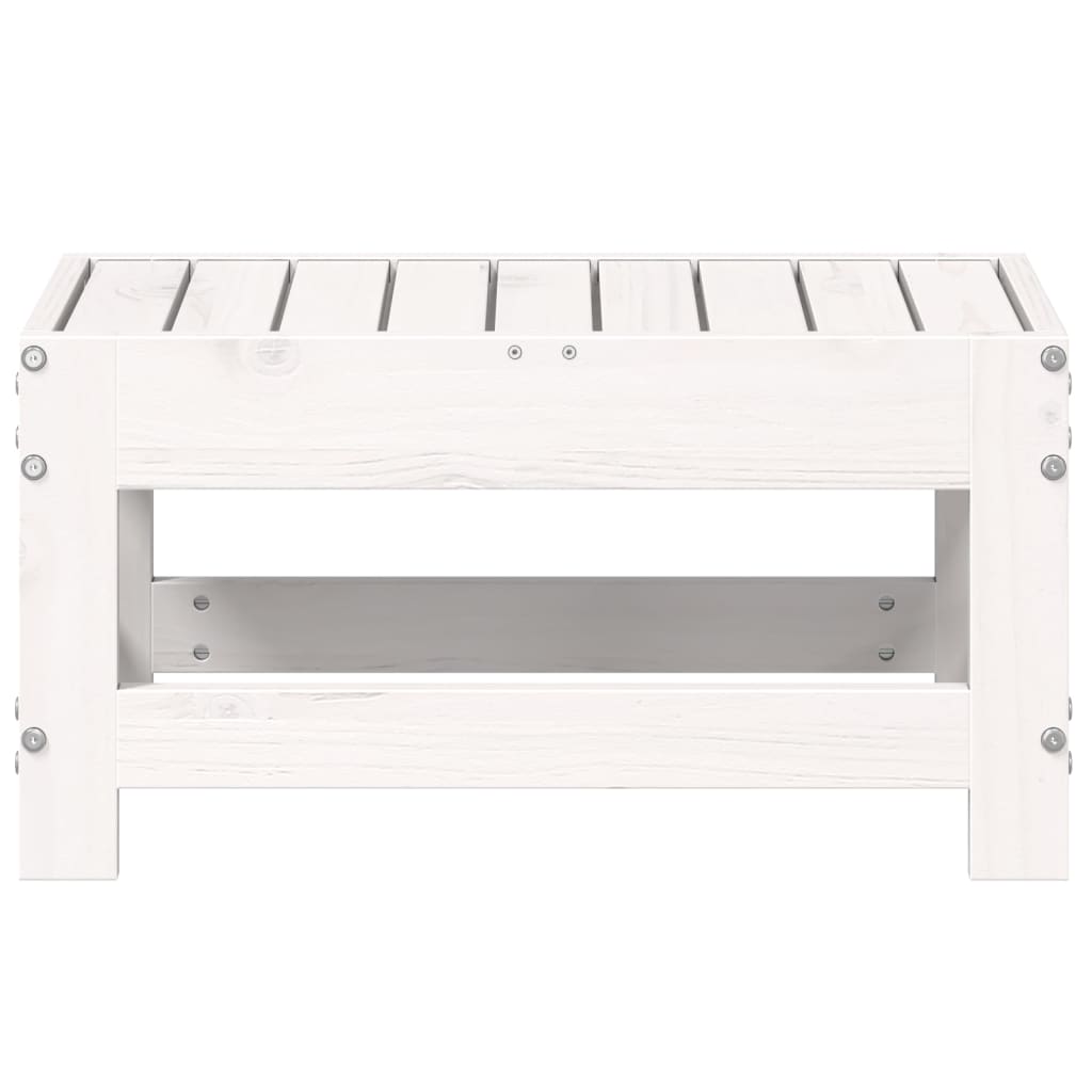 White Solid Pine Garden Footstool 62x30x32 cm