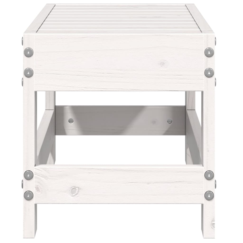 White Solid Pine Garden Footstool 62x30x32 cm