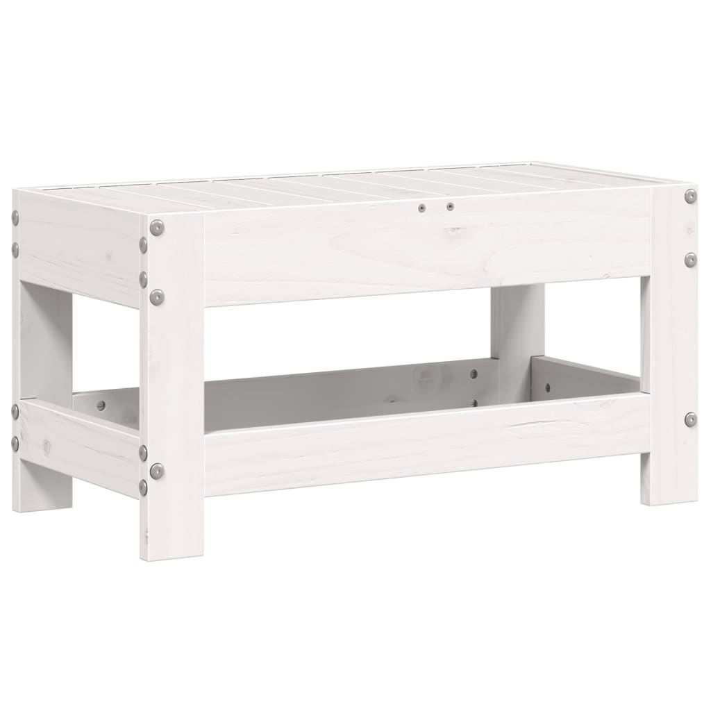 White Solid Pine Garden Footstool 62x30x32 cm