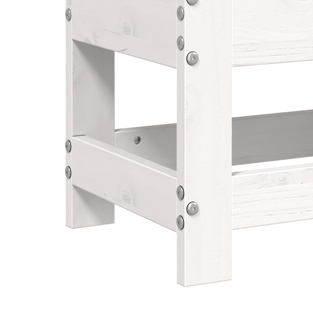 White Solid Pine Garden Footstool 62x30x32 cm