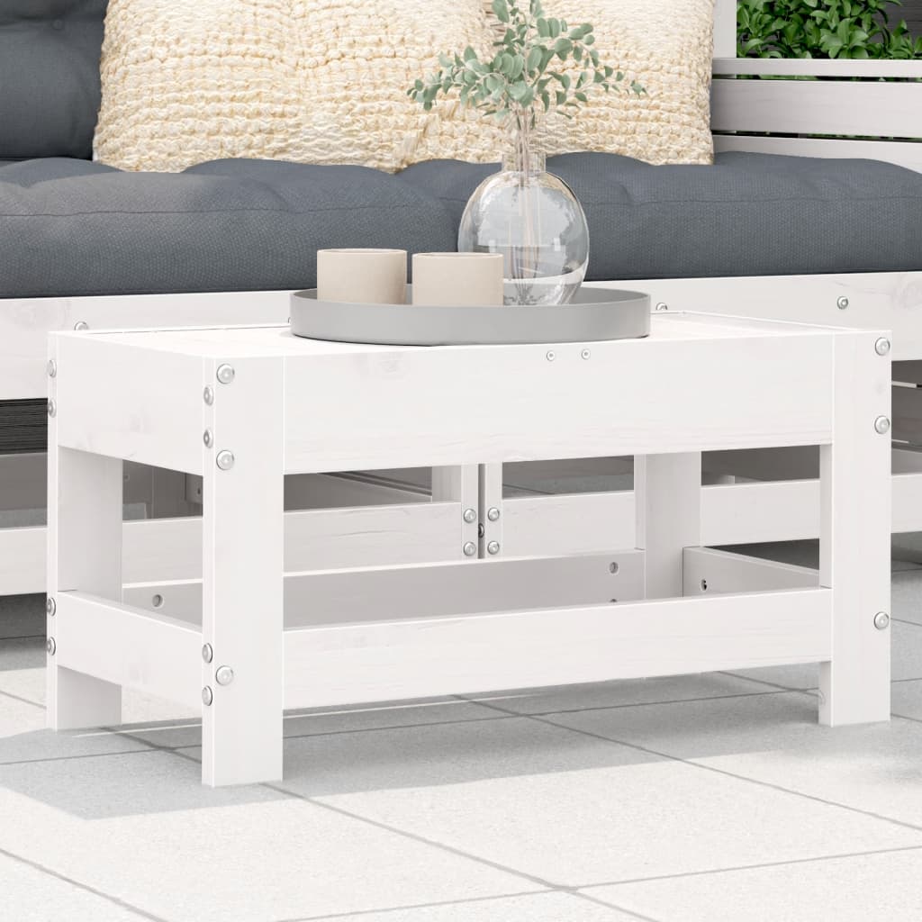White Solid Pine Garden Footstool 62x30x32 cm