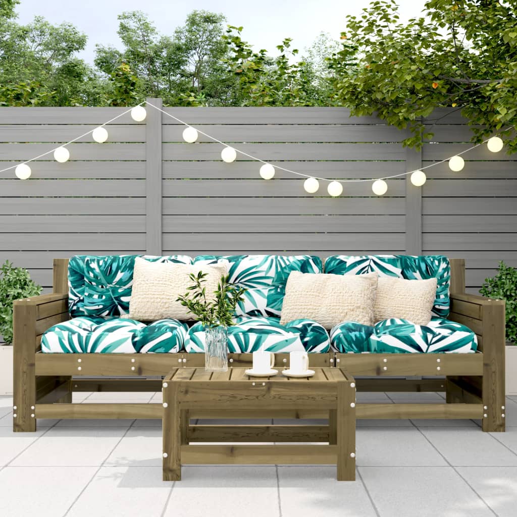 Compact Garden Footstool in Impregnated Pine Wood, 62x30x32 cm