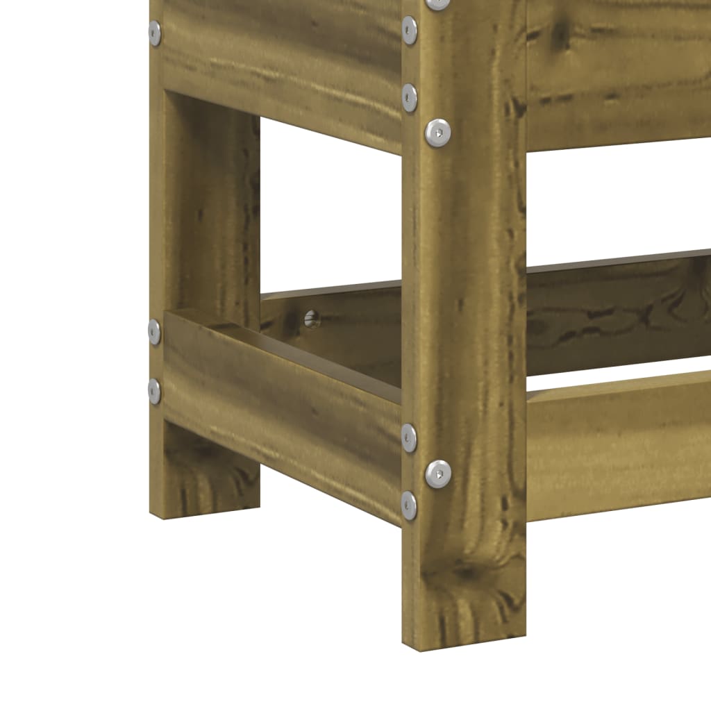 Compact Garden Footstool in Impregnated Pine Wood, 62x30x32 cm