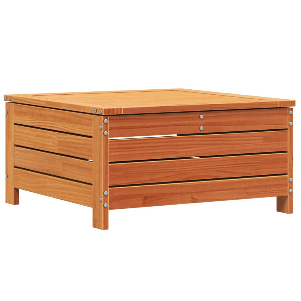 Solid Wood Pine Garden Footstool, Wax Brown, 62x63.5x32 cm