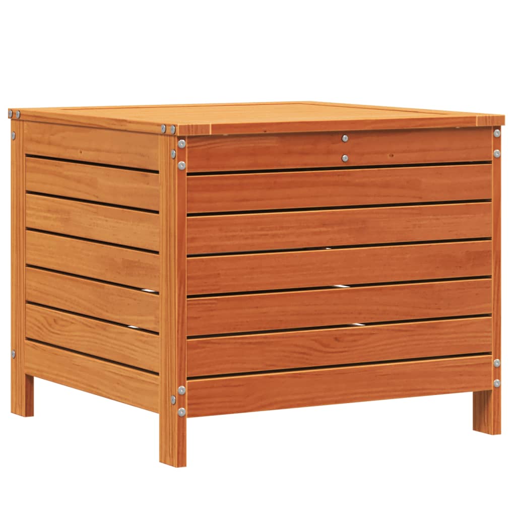 Solid Wood Pine Garden Footstool - Wax Brown, 62x63.5x53.5 cm