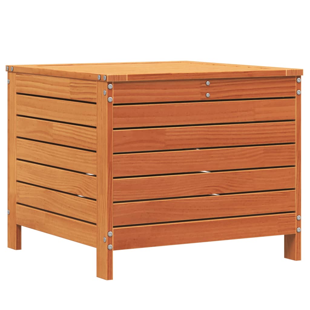 Solid Wood Pine Garden Footstool - Wax Brown, 62x63.5x53.5 cm