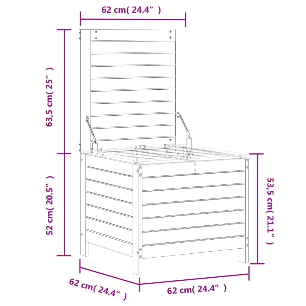 Solid Wood Douglas Garden Footstool 62x63.5x53.5 cm