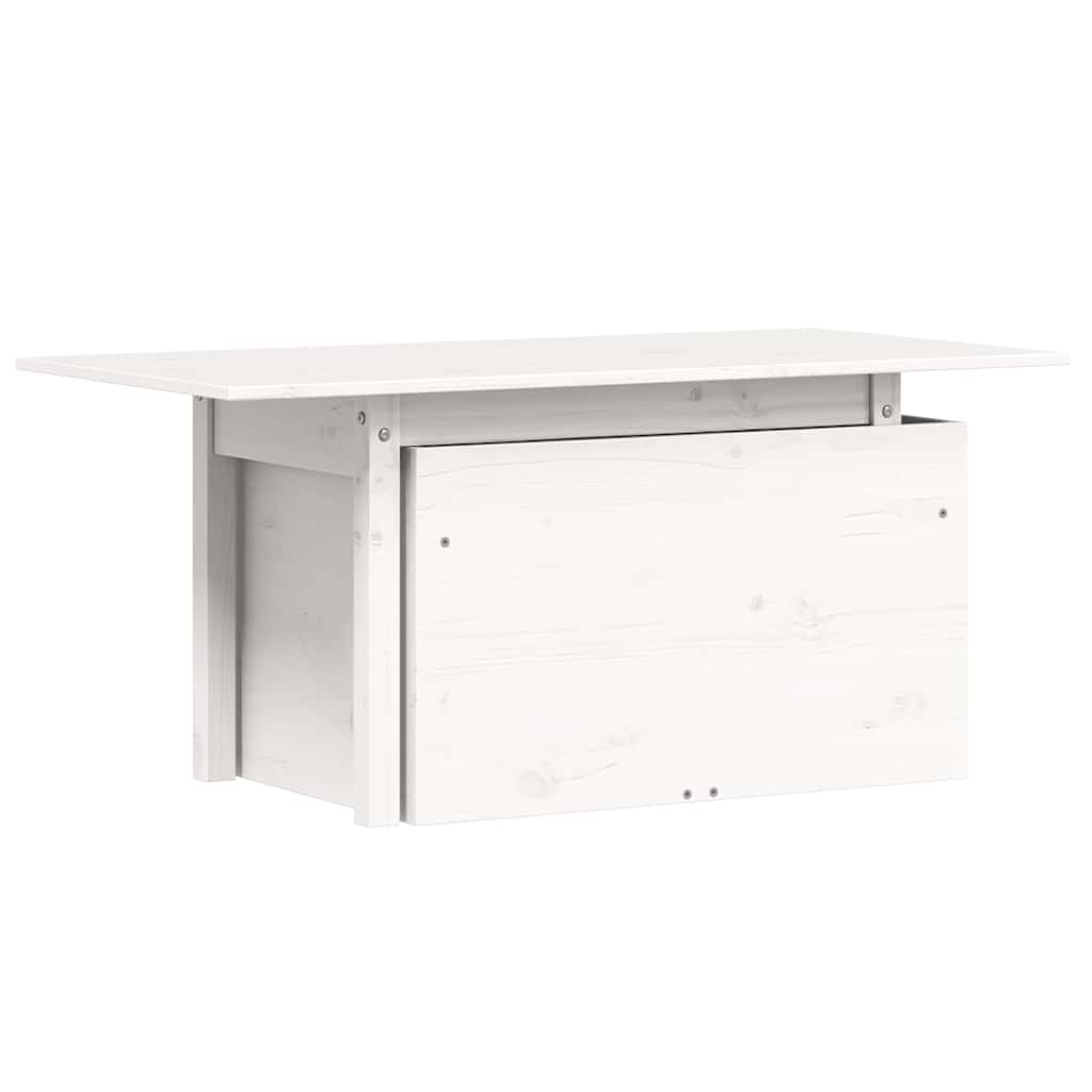 Solid Pine Garden Table, White, 100x50x75 cm