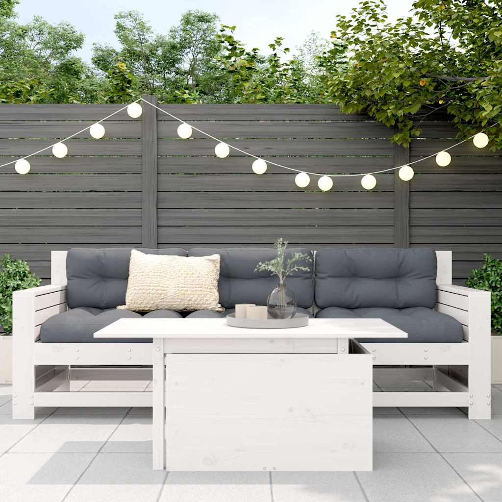 Solid Pine Garden Table, White, 100x50x75 cm