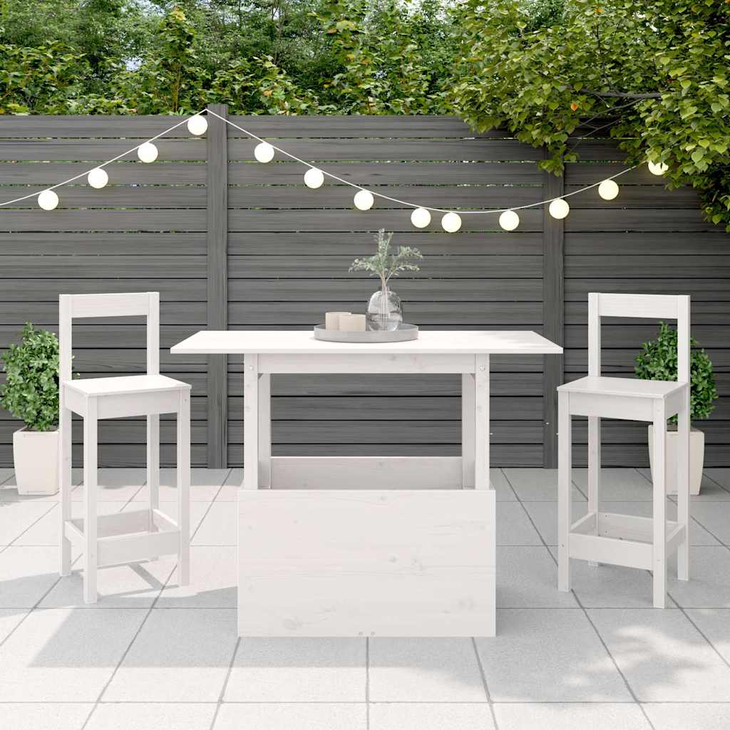Solid Pine Garden Table, White, 100x50x75 cm