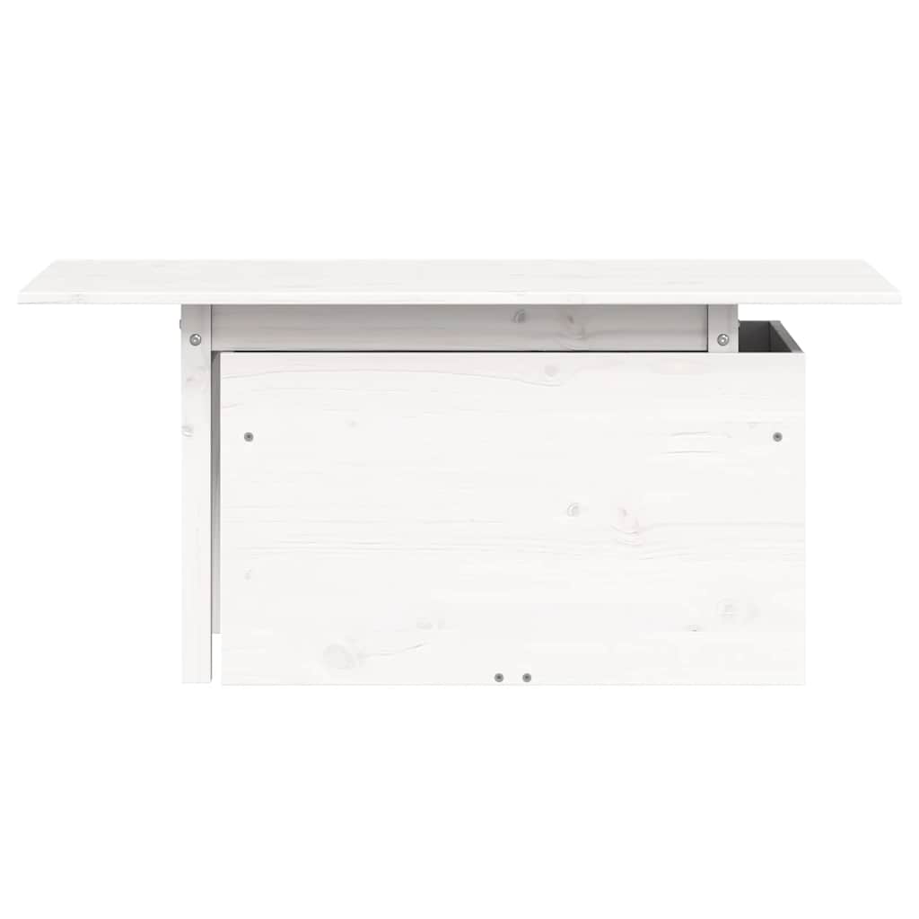 Solid Pine Garden Table, White, 100x50x75 cm