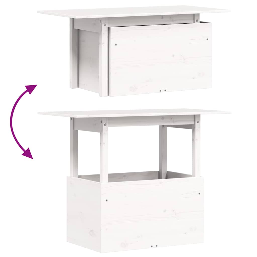 Solid Pine Garden Table, White, 100x50x75 cm