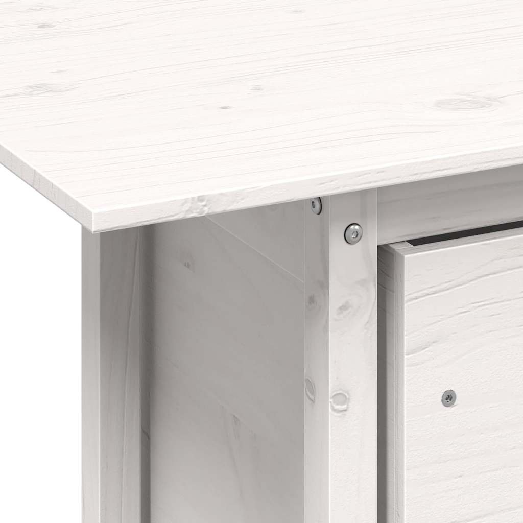 Solid Pine Garden Table, White, 100x50x75 cm