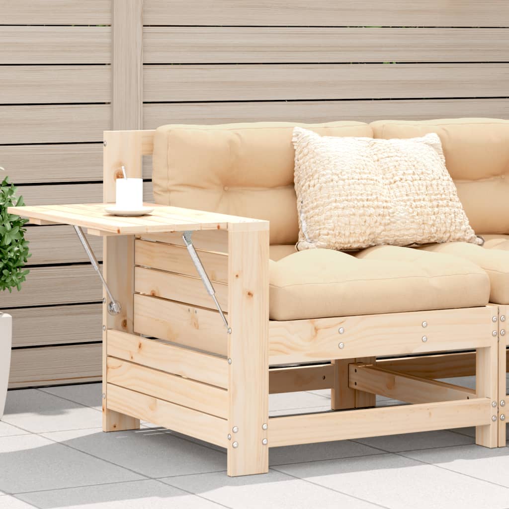 Solid Wood Pine Garden Sofa with Cushion & Armrest