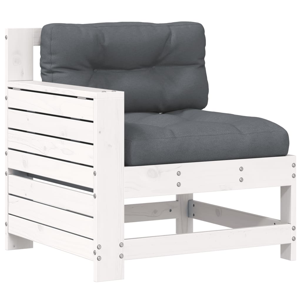 White Pine Garden Sofa with Cushion - Solid Wood Armrest Delight