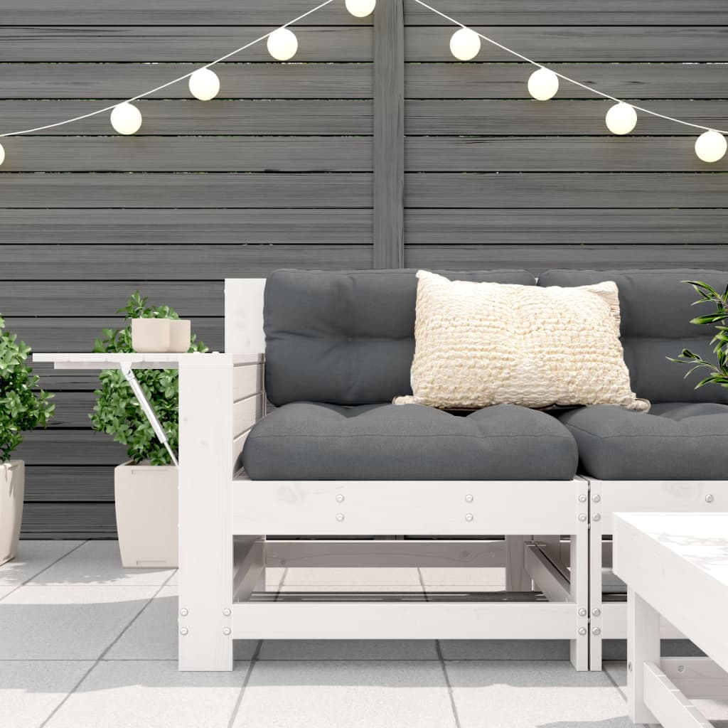 White Pine Garden Sofa with Cushion - Solid Wood Armrest Delight