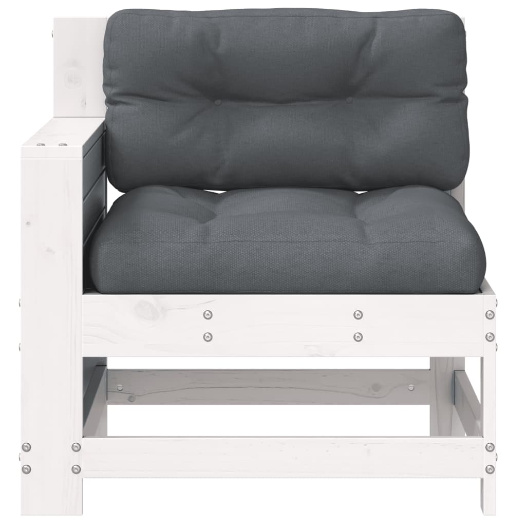 White Pine Garden Sofa with Cushion - Solid Wood Armrest Delight
