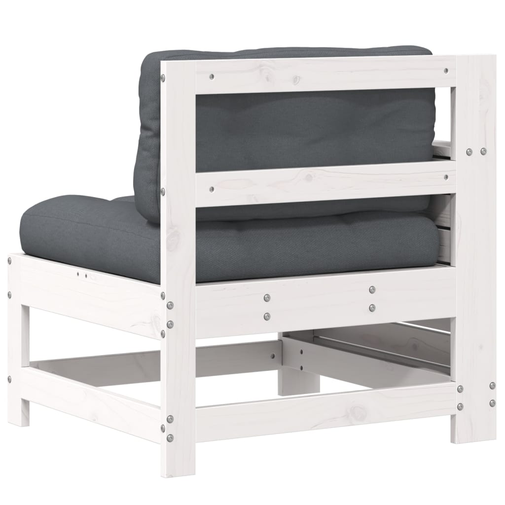 White Pine Garden Sofa with Cushion - Solid Wood Armrest Delight