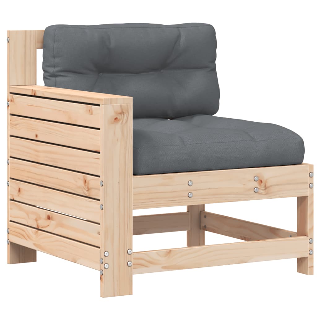 Solid Pine Garden Sofa with Cushions – Stylish Armrest Design
