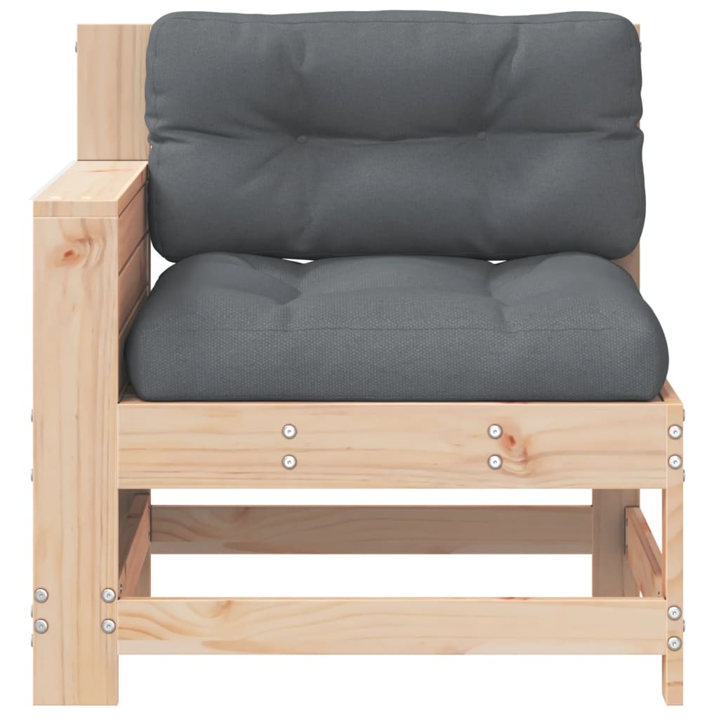 Solid Pine Garden Sofa with Cushions – Stylish Armrest Design
