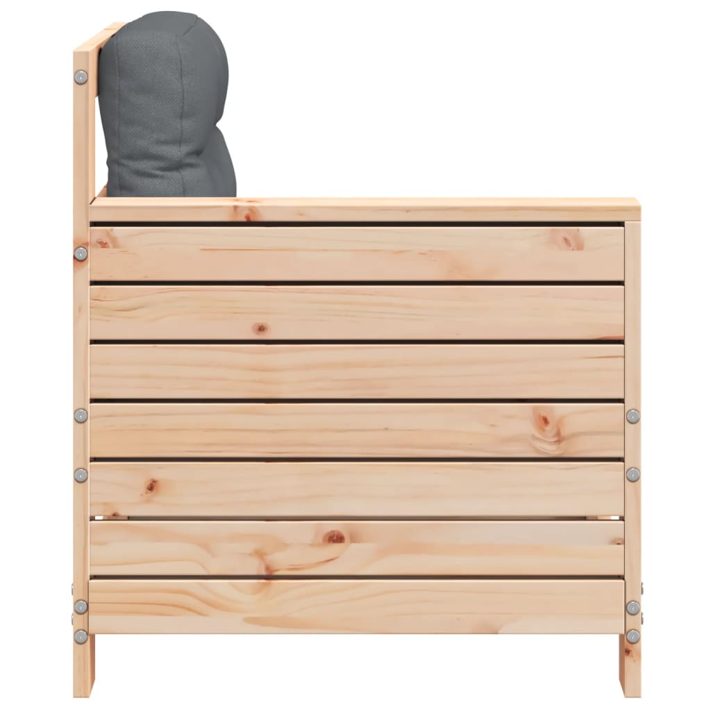 Solid Pine Garden Sofa with Cushions – Stylish Armrest Design