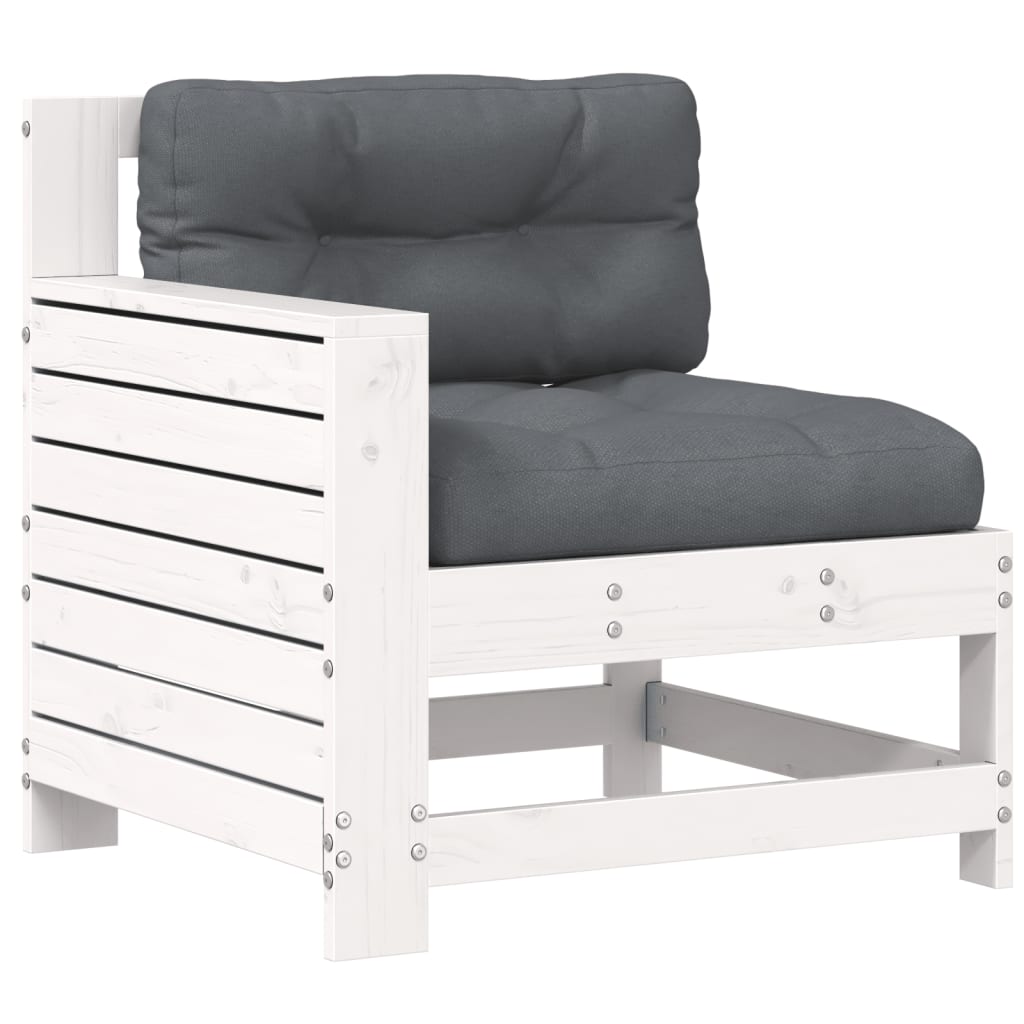 White Pine Garden Sofa with Cushion - Solid Wood Armrest Design