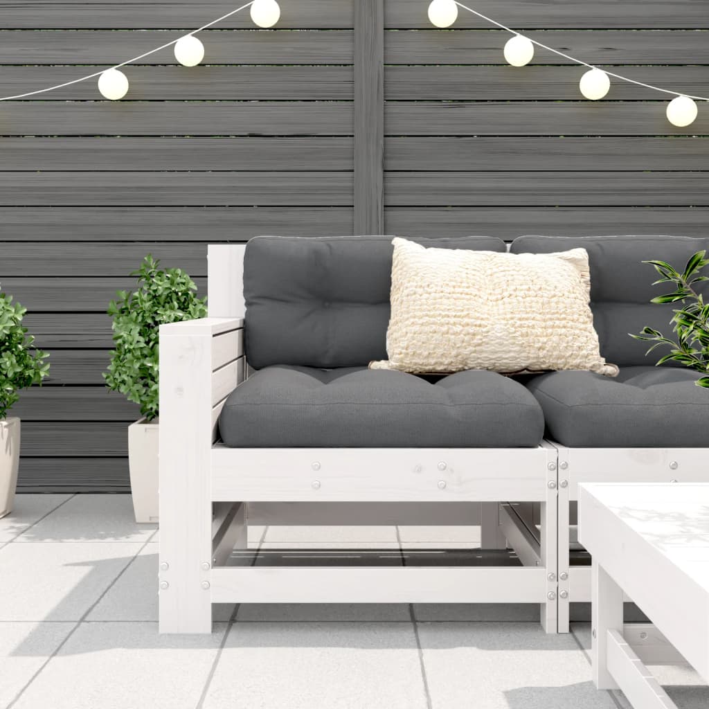 White Pine Garden Sofa with Cushion - Solid Wood Armrest Design