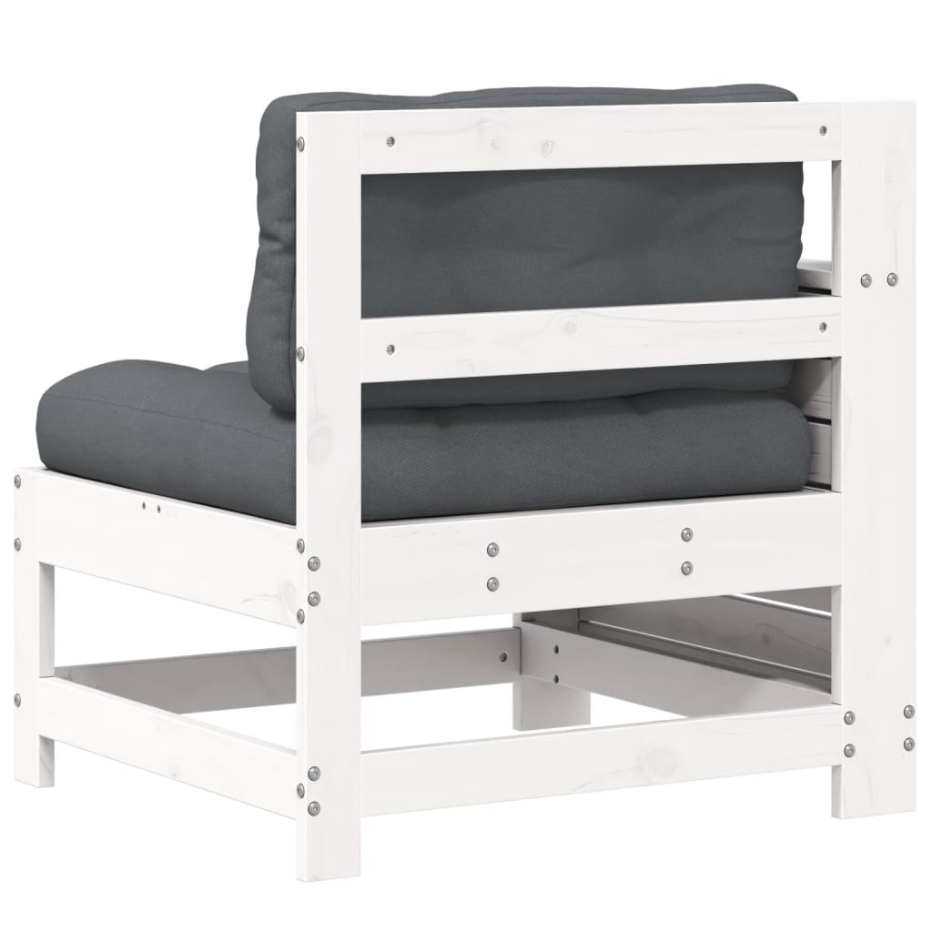White Pine Garden Sofa with Cushion - Solid Wood Armrest Design