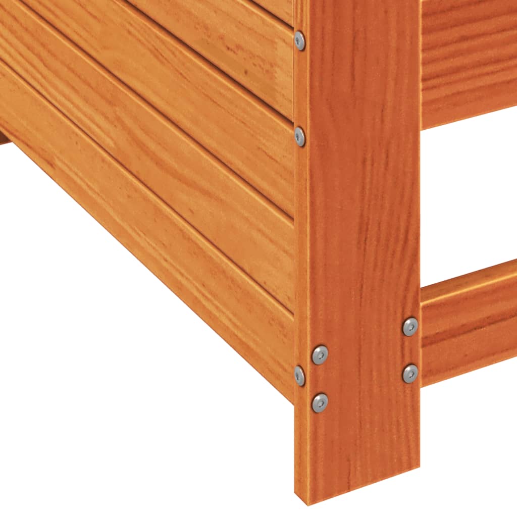 Garden Armrest Sofa with Cushions - Wax Brown Solid Pine Wood