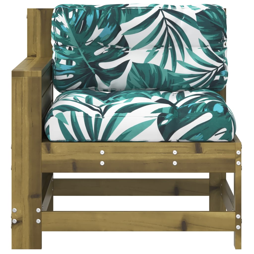 Wooden Pine Garden Sofa with Cushions & Armrests