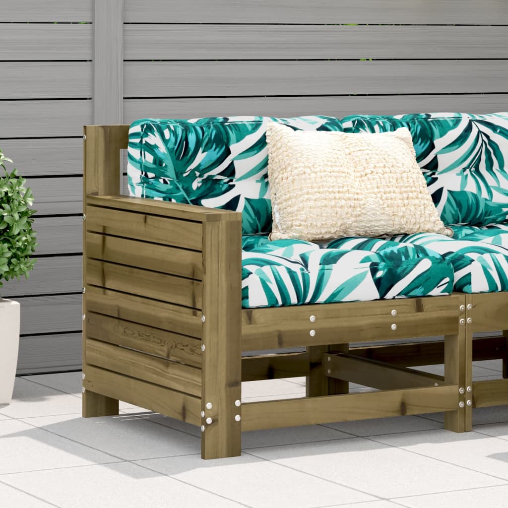 Wooden Pine Garden Sofa with Cushions & Armrests